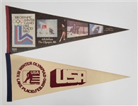 Lot of (2) 1980 Olympics Pennants