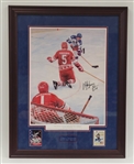 Mike Eruzione Autographed & Framed "The Shot Heard Around The World" Olympic Lithograph w/ 2 Signed Cards Beckett LOA