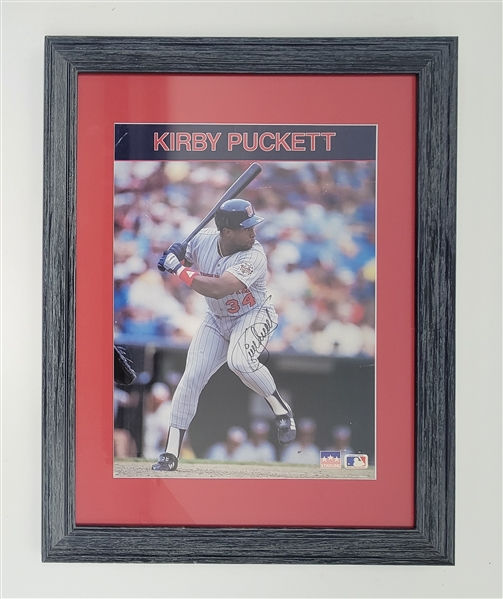 Kirby Puckett Autographed & Framed Minnesota Twins 14x18 Poster w/ Beckett LOA