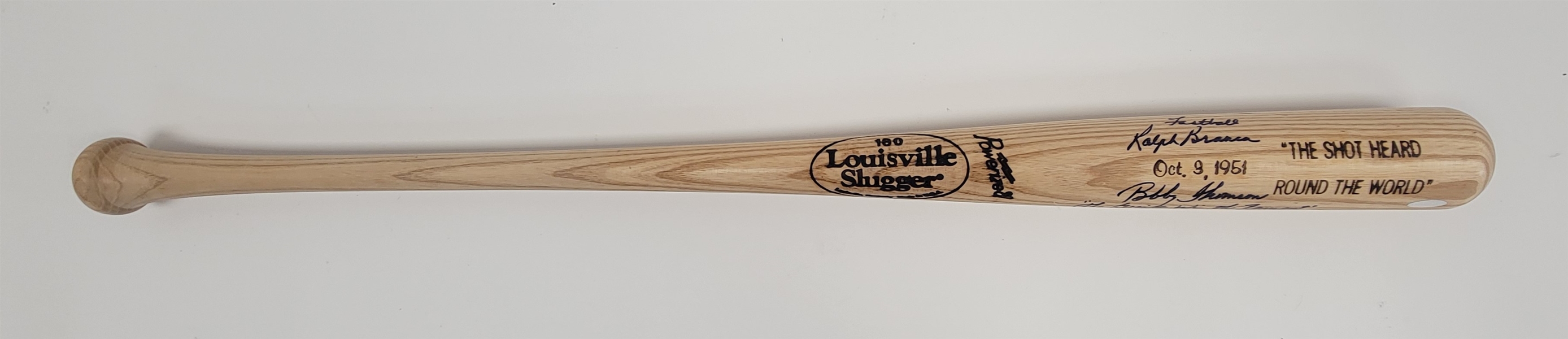 Bobby Thomson & Ralph Branca Dual Autographed & Inscribed Louisville Slugger Bat Steiner