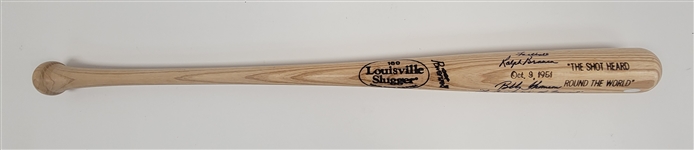 Bobby Thomson & Ralph Branca Dual Autographed & Inscribed Louisville Slugger Bat Steiner