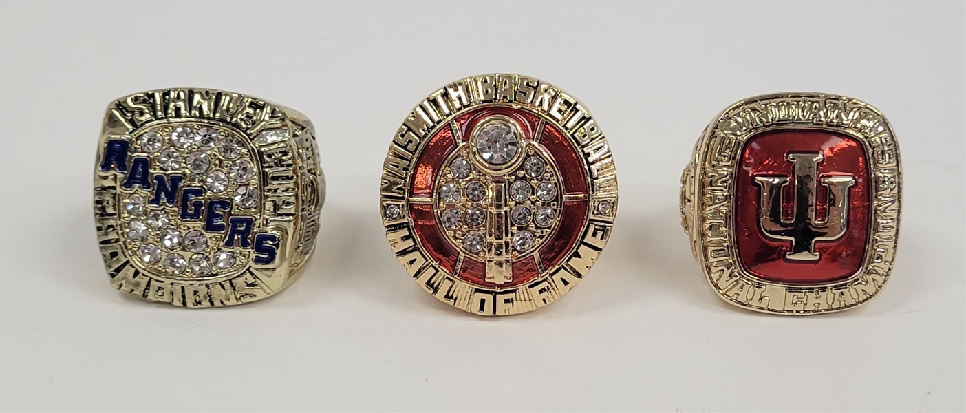 Lot of 3 Basketball & Hockey Replica Rings