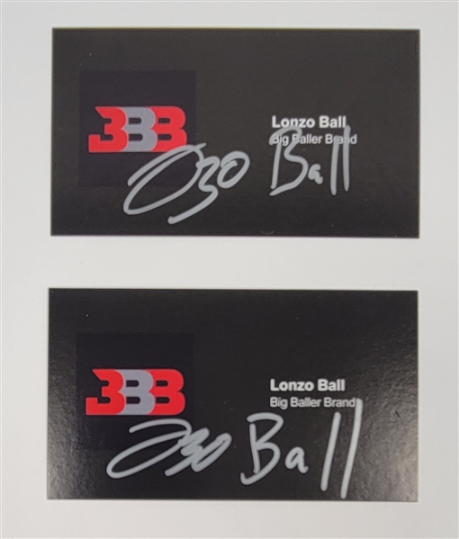 Lot of 2 Lonzo Ball Autographed Big Baller Brand Business Cards