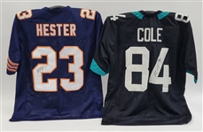 Lot of 2 Devin Hester & Keelan Cole Autographed Custom Jerseys JSA