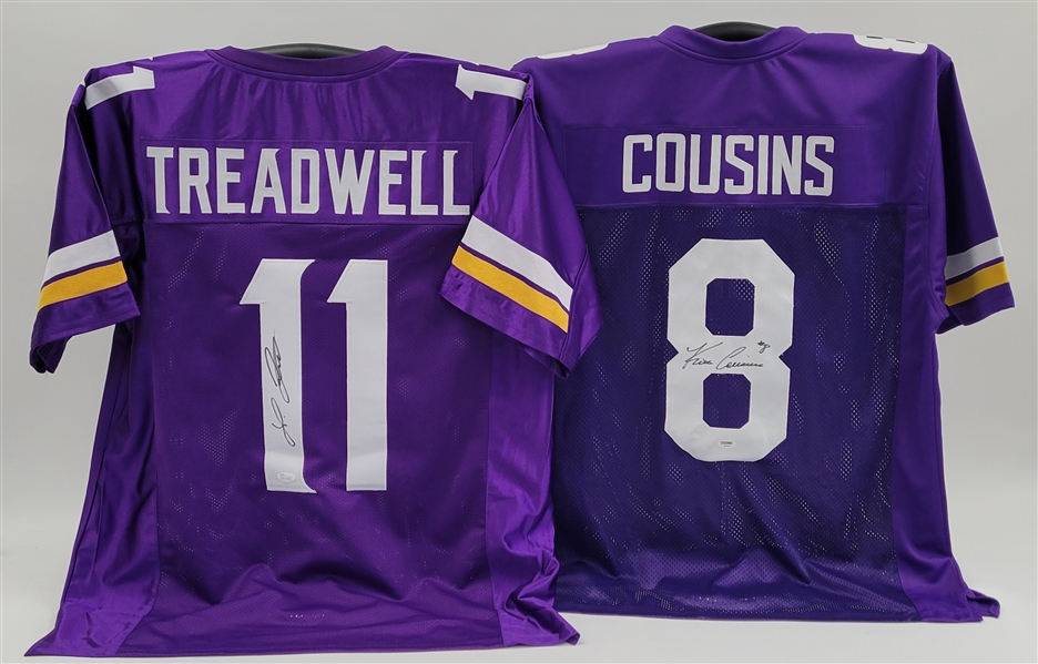 Lot of 2 Kirk Cousins & Laquon Treadwell Autographed Custom Jerseys JSA & PSA/DNA