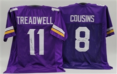 Lot of 2 Kirk Cousins & Laquon Treadwell Autographed Custom Jerseys JSA & PSA/DNA