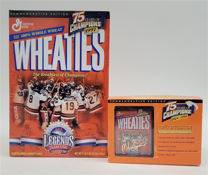 Lot of 2 Commemorative Edition 75 Years of Champions 1997 Legends Team USA Wheaties Boxes w/ Mini Box