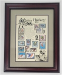 Framed "A Glimpse of the Past Through the Hockey Collection" Photo w/ 15 Stamps From Around the World