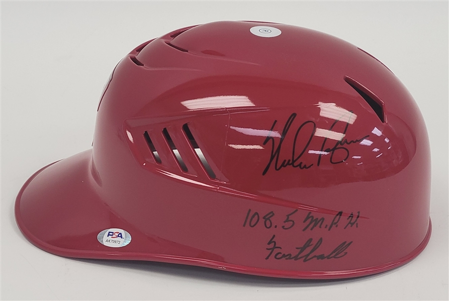 Nolan Ryan Autographed & Inscribed Texas Rangers Full Size Replica Batting Helmet PSA/DNA