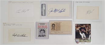 Lot of 7 Baseball Stars & Hall of Famers Autographed Index Cards & Cards Beckett