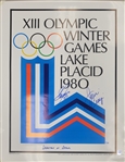 Jim Craig & Steve Janaszak Dual Autographed & Inscribed 1980 Lake Placid Olympics Poster