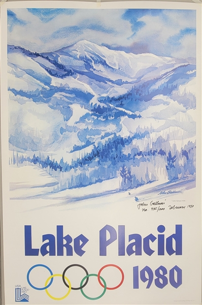 Lake Placid 1980 Olympics Poster Signed by Artist John Gallucci LE #935/1000