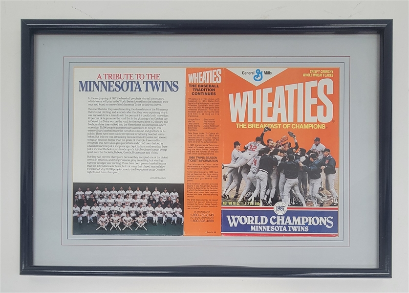 1987 Minnesota Twins World Champions Framed Wheaties Box