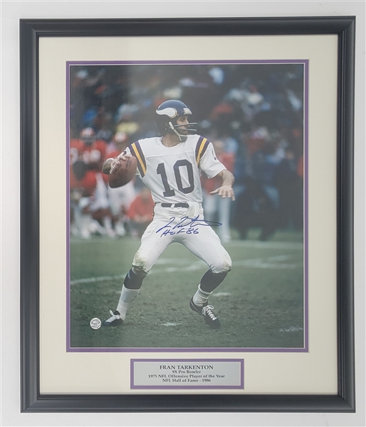 Fran Tarkenton Minnesota Vikings Autographed & HOF Inscribed Framed 16x20 Photo