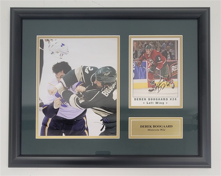 Derek Boogaard Minnesota Wild Autographed & Framed Display w/ Beckett LOA