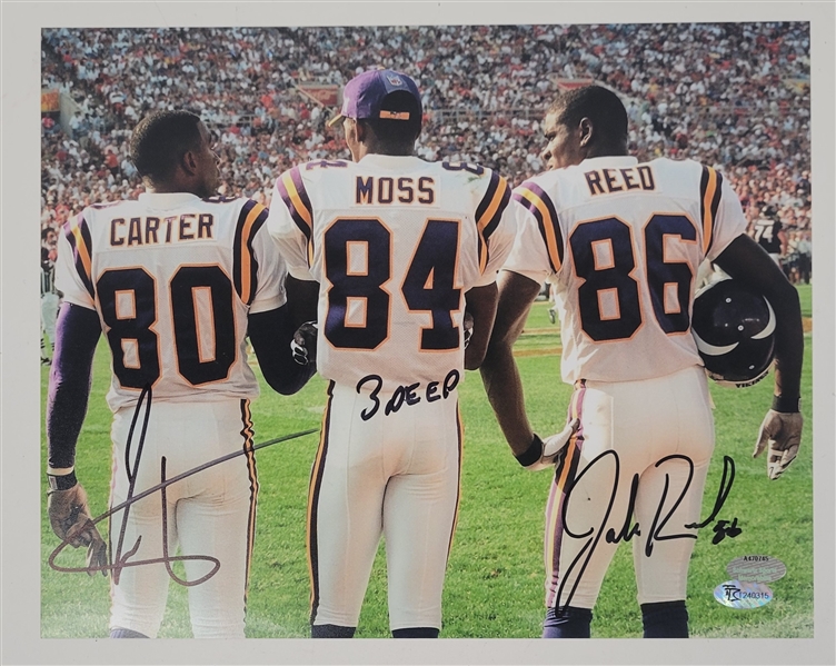 Cris Carter & Jake Reed Dual Autographed Minnesota Vikings "3 Deep" 8x10 Photo