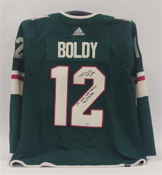 Matt Boldy Autographed & Inscribed Authentic Minnesota Wild Jersey