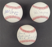 Lot of 3 Gale Sayers, Chuck Bednarik, & Mark Bavaro Autographed Baseballs Beckett