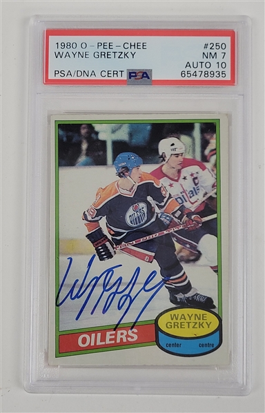 Wayne Gretzky Autographed 1980 O-Pee-Chee #250 Card PSA 7 Auto 10