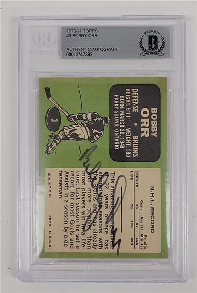 Bobby Orr Autographed & Encapsulated 1970-71 Topps #3 Card BGS