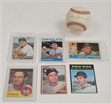 Luis Aparicio Autographed OAL Baseball w/ 6 Cards From 1960-71