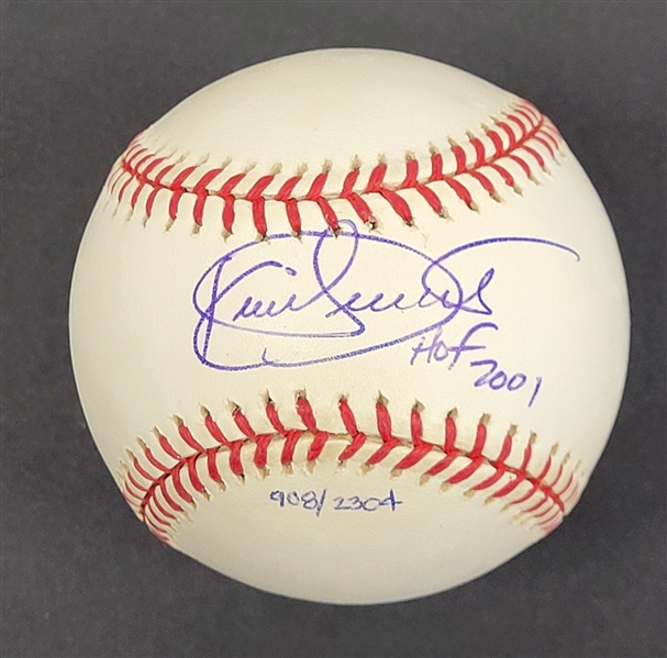 Kirby Puckett Autographed & HOF Inscribed OAL Baseball LE #908/2304 w/ Beckett LOA