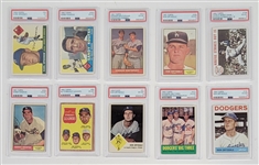 Lot of 10 PSA Graded Dodgers Pitchers Vintage Cards w/ Koufax & Drysdale