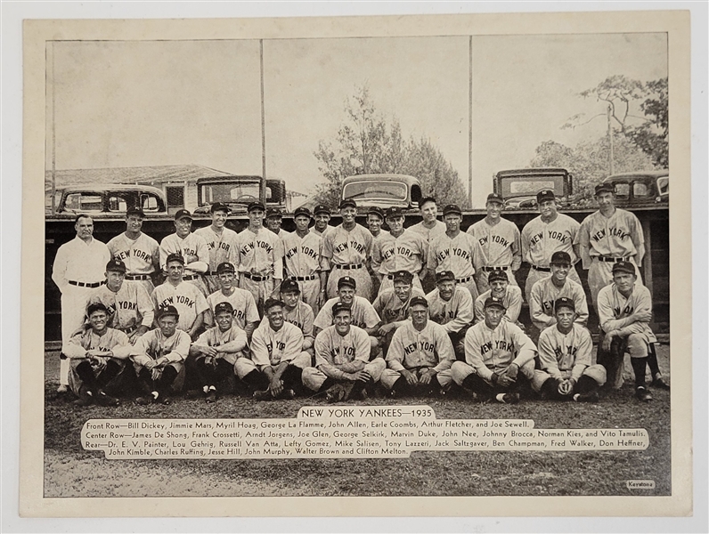 1935 New York Yankees 6x8 Team Photo