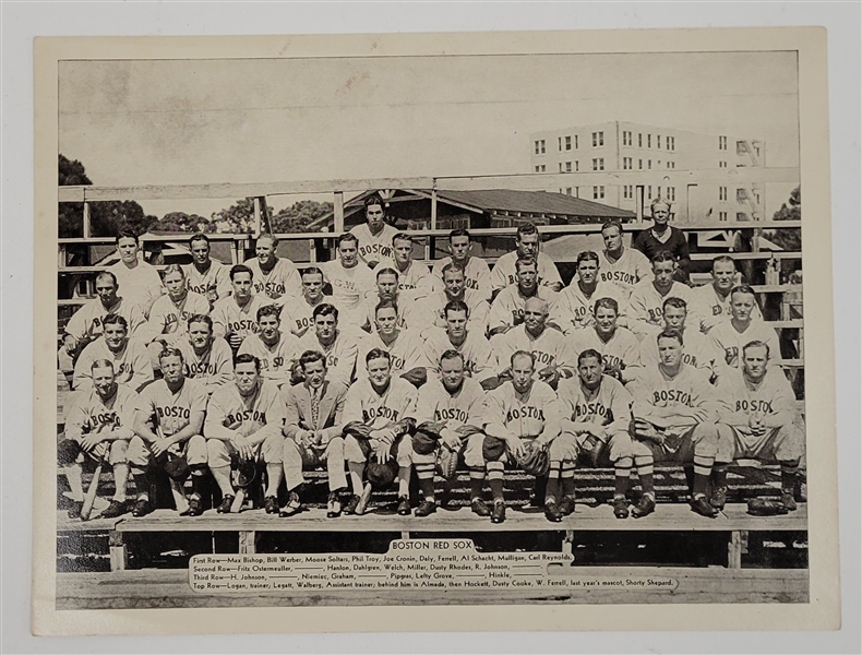 1934 Boston Red Sox 6x8 Team Photo