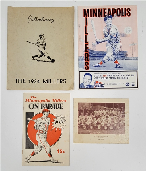 Lot of 4 Hard to Find Minneapolis Millers Baseball Items