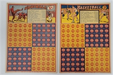 Lot of 2 Mint Condition Basketball & Football 1930s WH Brady Punch Cards