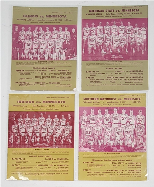 Lot of (4) 1957, 1959, 1960, & 1961 Minnesota Gophers Basketball Programs