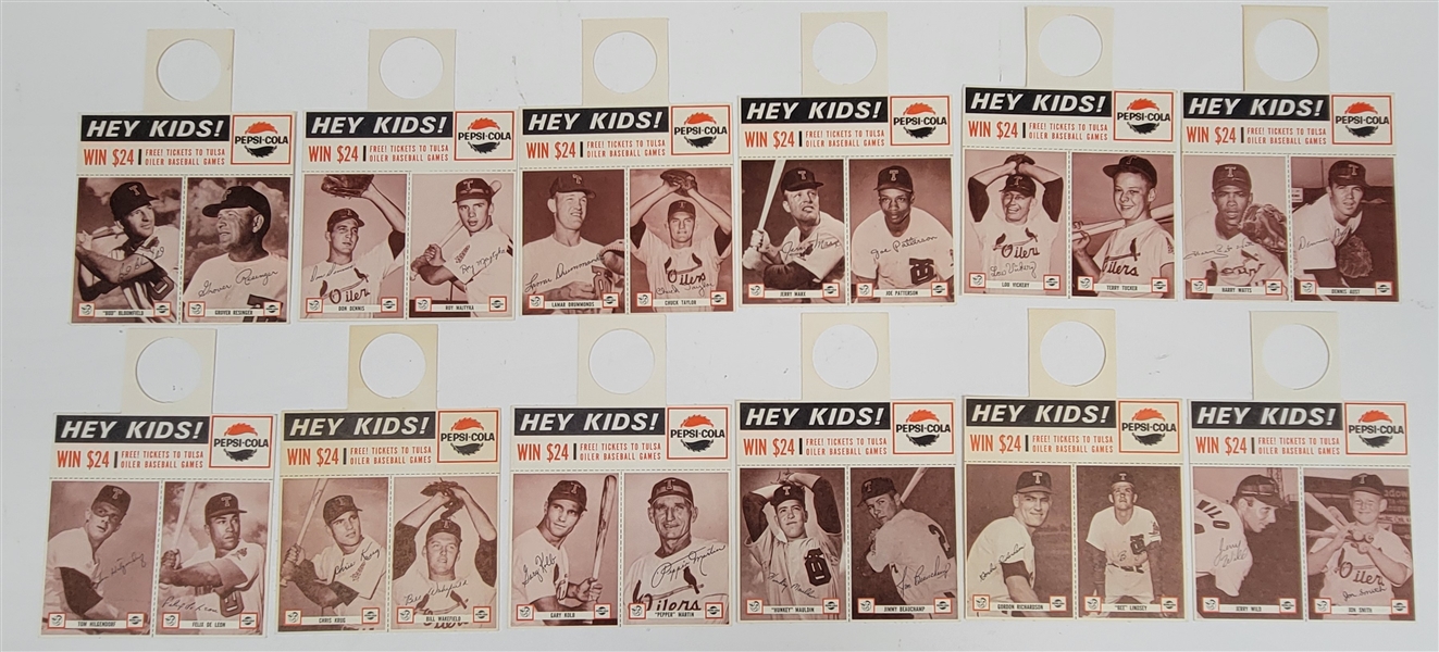 Lot of (12) Rare 1963 Tulsa Oilers Pepsi Cola Promotional Cards