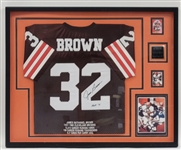 Jim Brown Autographed & Framed Custom Stat Jersey JSA