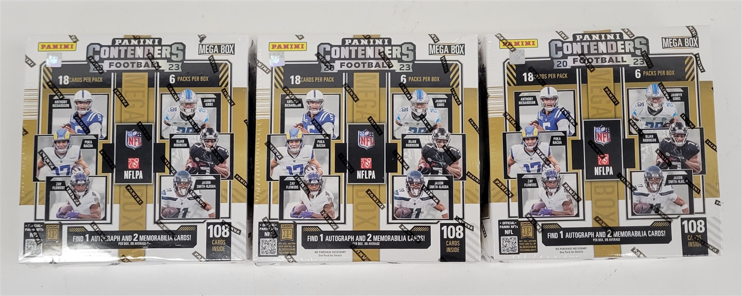 Lot of 3 Factory Sealed 2023 Panini Contenders Football Mega Boxes