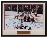 1980 USA Olympic Hockey Team Signed & Framed 25x33 Photo w/ 21 Signatures Including Herb Brooks LE #1270/1980 w/ Beckett LOA