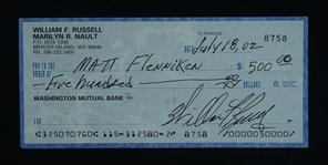 Bill Russell Signed Check w/ Russell LOA