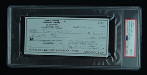 Johnny Unitas Signed Check PSA 9 w/ Unitas Family LOA