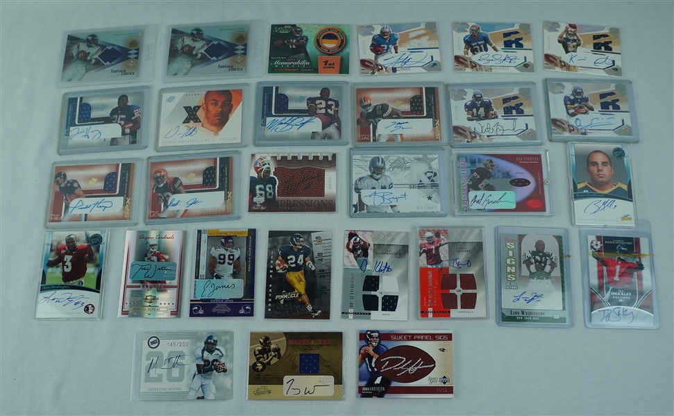 NFL Collection of 29 Game Used & Autographed Football Cards