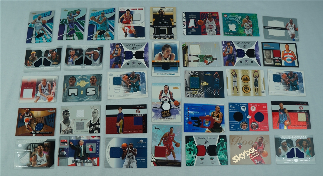 NBA Collection of 35 Game Used Basketball Cards