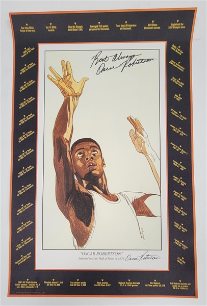 Oscar Robertson Autographed 15x23 Lithograph Beckett