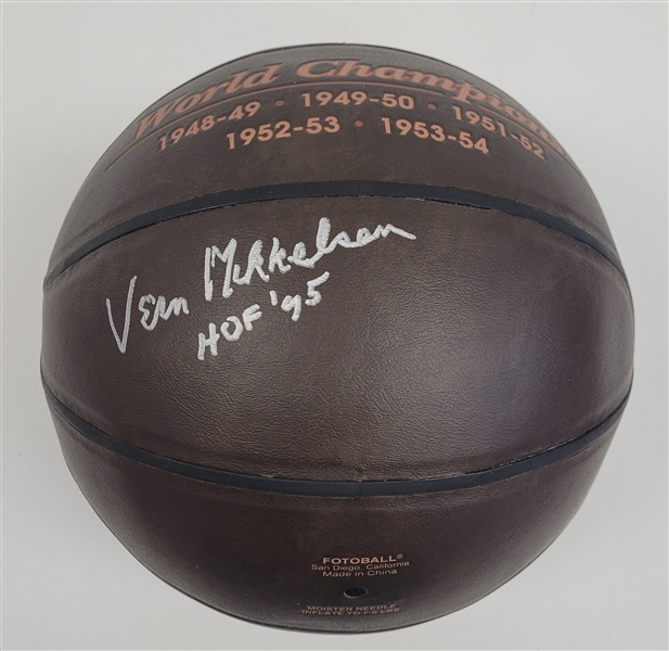 Vern Mikkelsen Autographed & HOF Inscribed Vintage Basketball Beckett