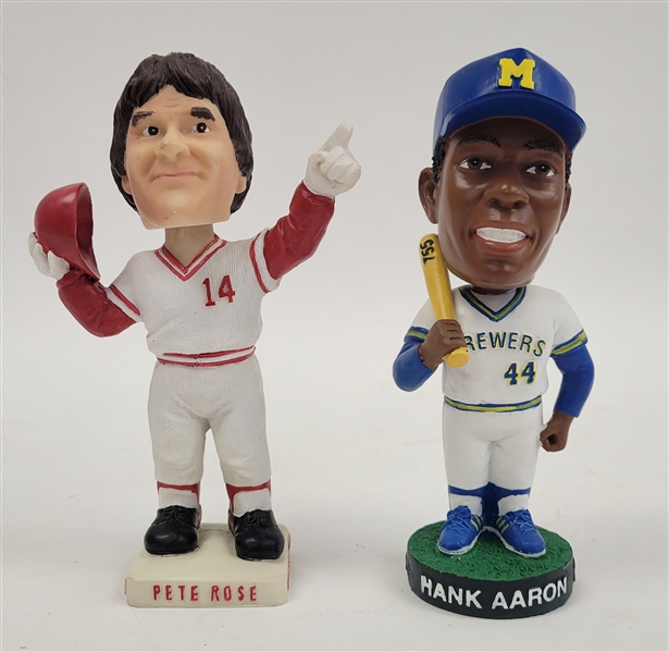 Lot of 2 Hank Aaron & Pete Rose Bobbleheads