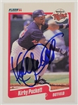 Kirby Puckett Autographed 1990 Fleer #383 Card w/ Beckett LOA