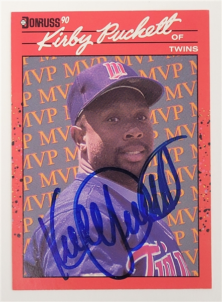 Kirby Puckett Autographed 1990 Donruss #BC-8 Card w/ Beckett LOA