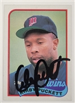 Kirby Puckett Autographed 1989 Topps #650 Card w/ Beckett LOA