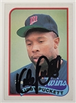 Kirby Puckett Autographed 1989 Topps #650 Card w/ Beckett LOA