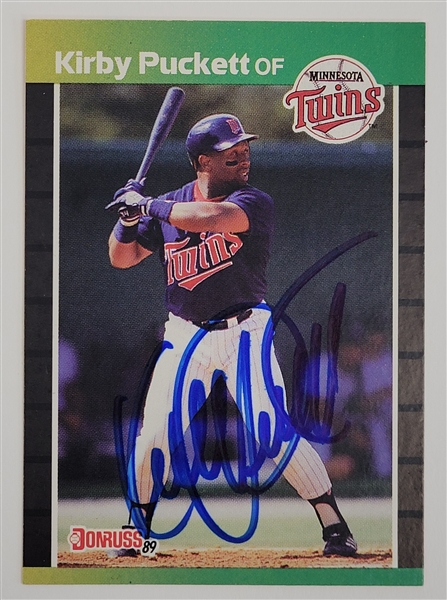 Kirby Puckett Autographed 1989 Donruss #182 Card w/ Beckett LOA