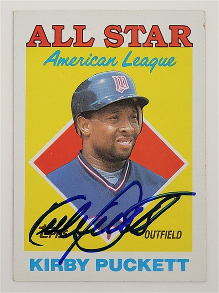 Kirby Puckett Autographed 1988 Topps #391 All-Star Card w/ Beckett LOA