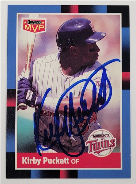 Kirby Puckett Autographed 1988 Donruss #BC-15 Card w/ Beckett LOA